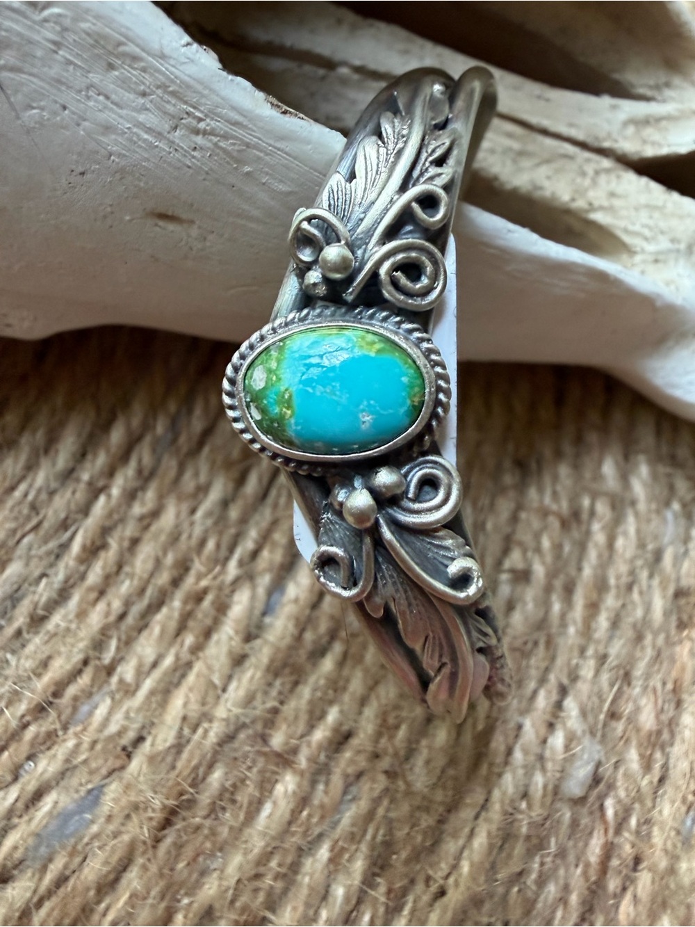 Jerryson Henio Navajo Sterling Silver Sonoran Gold Turquoise Cuff
